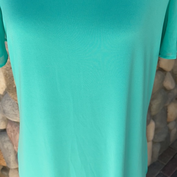 Susan Graver Solid Turquoise Flutter Sleeve Blouse XS - Picture 7 of 11